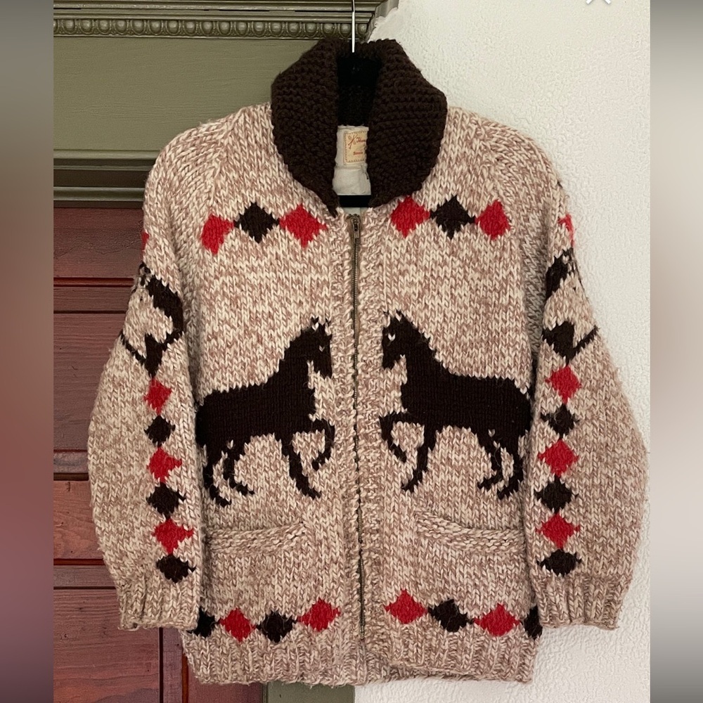 Vintage horses cowichan sweater